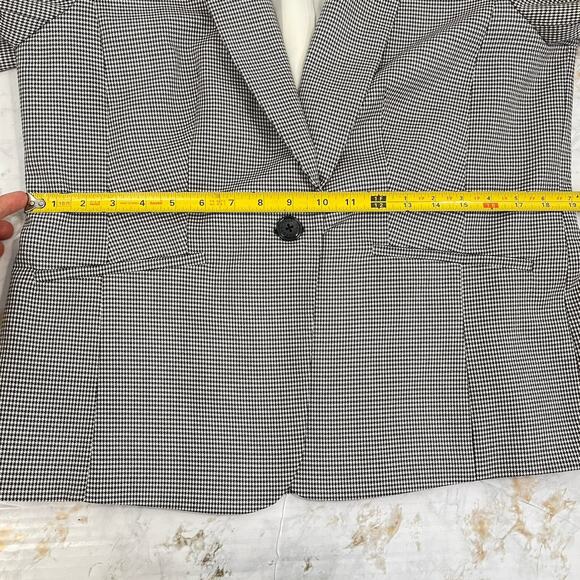 Talbots Women's 12 Single Button Stretch Blazer Jacket Black White Houndstooth - Picture 16 of 16